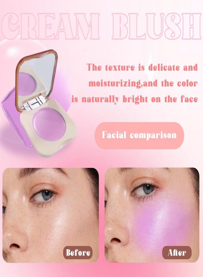 HHLTOH Lavender Cream Blush on Face for Women Cheeks Makeup Palettes, Purple Matte Single Creamy Blushes for Cheek and Contour Highlighter Make up Palette, Natural, Vegan & Cruelty-Free, #03 - Image 3